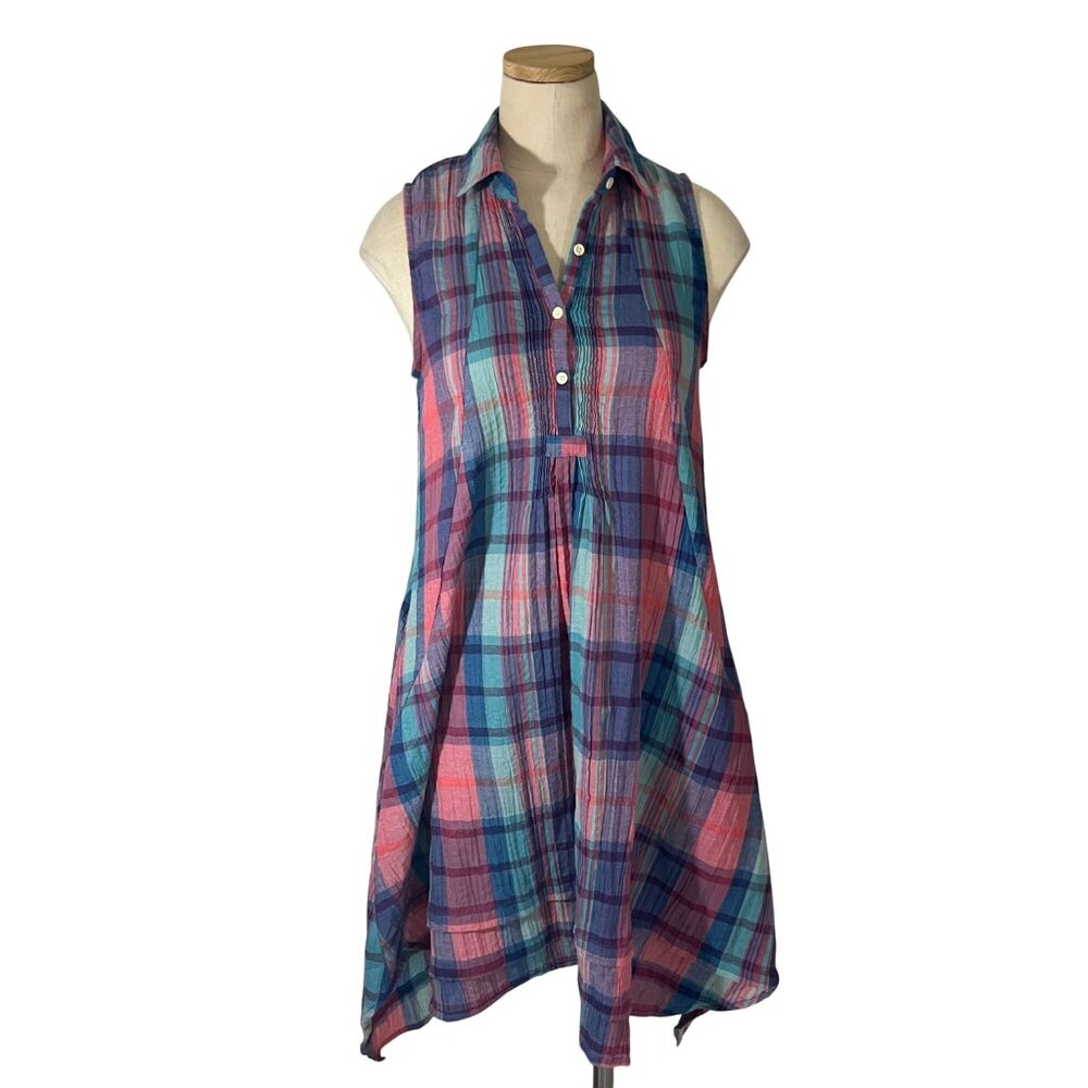 Closet Closing Sale! Anthropologie dress women's XS pink blue plaid sleeveless I
